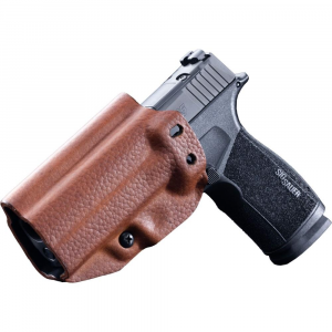 Mission First Tactical Leather Hybrid IWB/OWB Holster for Sig Sauer P365-XMacro Brown Ambi
