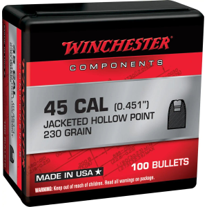 Winchester Winchester JHP Bullets .45 cal .451" 230gr 100/ct - $33.49 at Natchez Shooting & Outdoors
