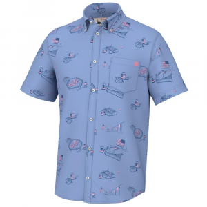 Huk Americookin Kona Short Sleeve Shirt Quiet Harbor M