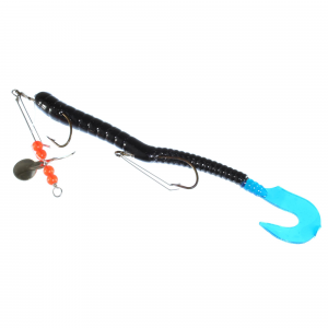 Creme 6'' Pre-Rigged Curl Black/Blue Tail 1 Rig
