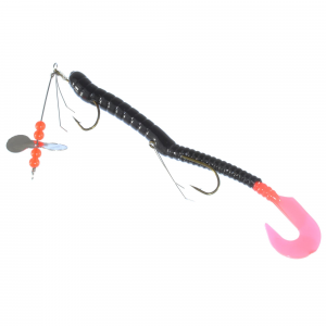 Creme 6'' Pre-Rigged Curl Black/Fire Tail 1 Rig
