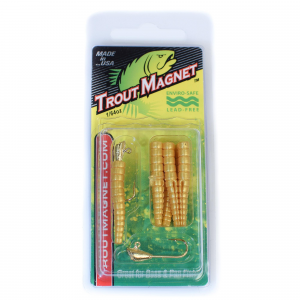 Leland NoLead Trout Magnet Mealworm Gold 1/64oz 9pk