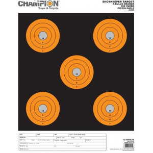 Champion Shotkeeper Targets Orange 5 Bull, Large, 12/Pack