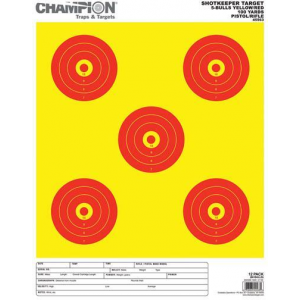 Champion Shotkeeper Targets Yellow & Red  5 Bull, Large, 12/Pack
