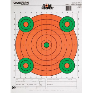 Champion Scorekeeper Targets Fluorescent Orange & Green Bull - 100 yd. Rifle Sight-In, 12/Pack