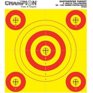 Champion Shotkeeper Targets Yellow & Red 5 Bull, Small, 12/Pack