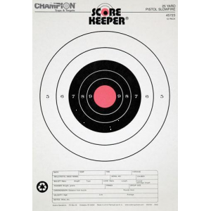 Champion Scorekeeper Targets Fluorescent Orange Bull - 25 yd. Pistol Slow Fire, 12/Pack