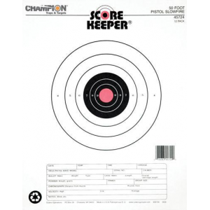 Champion Scorekeeper Targets Fluorescent Orange Bull - 50 ft. Pistol Slow Fire, 12/Pack