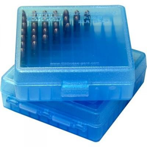 MTM Flip Top Ammo Box for .22 LR 100 Rounds Clear Blue