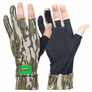Primos Stretch Fingerless Gloves - Mossy Oak Bottomland Camo OSFM