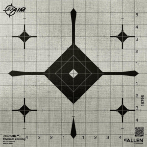 Allen EZ Aim Thermal ID Grid Bullseye Paper Target, 12" x 12," - Gray