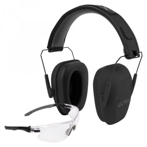 Allen ULTRX Shield Ear & Eye Combo Passive Earmuff 23dB Midnight Grey Shooting Glasses Clear