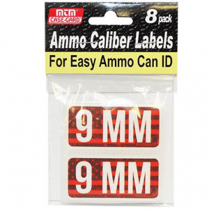 MTM Ammo Caliber Labels 9mm Red 8/ct