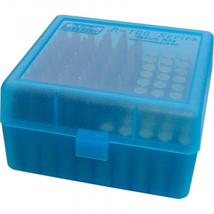 MTM Flip Top Ammo Box for 22-250/.243/.308 Win/.220 Swift 100 Rounds Clear Blue