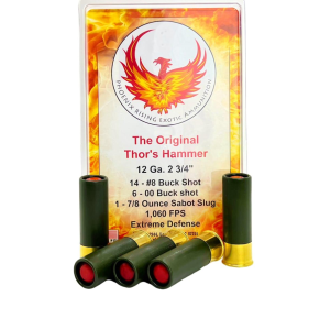 Phoenix Rising Original Thor's Hammer Shotshell 12ga 2-3/8" 14-#8 Buckshot, 6-00 Buckshot 1-7/8oz Slug 5/ct