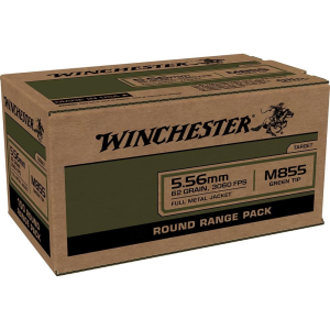 Winchester USA Lake City M855 Green Tip Rifle Ammunition 5.56mm 62 gr. FMJ 3060 fps 100/ct (Bulk)