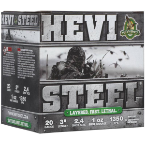 HEVI-Shot HEVI-Steel Layered Shotshells 20ga 3" 1-3/8oz 1350 fps #2,4 25/ct
