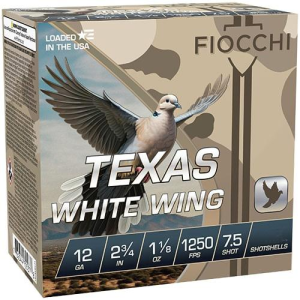 Fiocchi Fiocchi Texas White Wing Shotshells 12ga 2-3/8" 1-1/8oz 1250 fps  #7.5 100/ct - $49.99 at Natchez Shooting & Outdoors