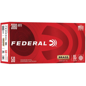 Federal Champion Handgun Ammunition .380 Auto 95gr FMJ 990 fps 1000/ct Case