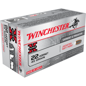 Winchester Winchester Super-X Rifle Ammunition .22 Hornet 45 gr. JSP 2690 fps 50/ct - $94.99 at Natchez Shooting & Outdoors