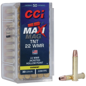 CCI Maxi-Mag TNT Rimfire Ammunition .22 WMR 30 gr HP 2200 fps 50/ct