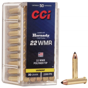 CCI V-MAX Rimfire Ammunition .22 WMR 30 gr Poly Tip V-Max 2200 fps 50/ct