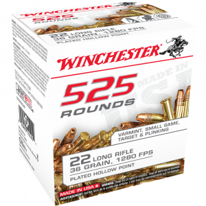 Winchester .22 LR Bulk Pack Rimfire Ammunition .22 LR 36 gr CPHP 525/ct
