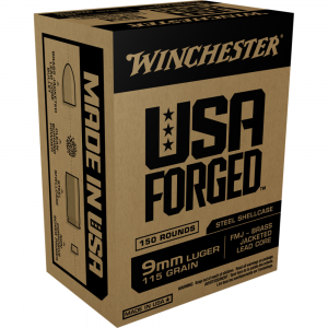 Winchester USA Forged Steel Handgun Ammunition 9mm Luger 115 gr FMJ 1190 fps 150/ct