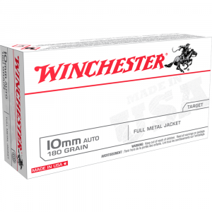 Winchester Target Handgun Ammunition 10mm Auto 180 gr. FMJ 1080 fps 50/ct