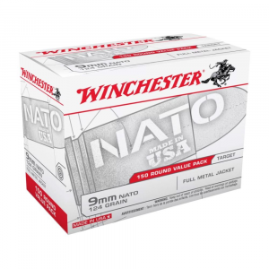 Winchester NATO Handgun Ammunition 9mm Luger 124 gr. FMJ 1140 fps 150/ct
