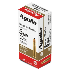 Aguila Remington Rimfire Ammuntion 5mm RFM 30 gr SP 2300 fps 50/ct