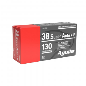 Aguila Handgun Ammuntion .38 Super Auto+P 130 gr FMJ 1220 fps 50/ct