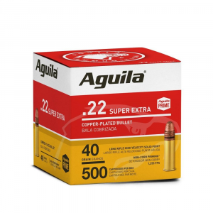 Aguila Super Extra High Velocity Rifle Ammunition .22 LR 40 gr. CPSP 1255 fps 500/ct