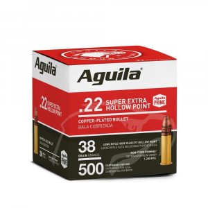 Aguila Super Extra High Velocity Rifle Ammunition .22 LR 38 gr CPHP 1280 fps 500/ct