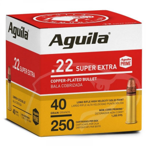 Aguila Super Extra High Velocity Rifle Ammunition .22 LR 40 gr. CPSP 1255 fps 250/ct