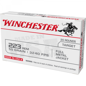 Winchester Target Rifle Ammunition .223 Rem 55 gr. FMJ 3240 fps 20/ct