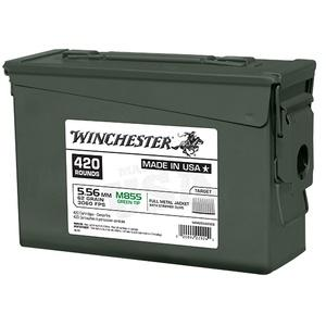 Winchester USA Lake City M855 Green Tip Rifle Ammunition 5.56mm 62 gr. 3060 fps 420/ct (Ammo Can)