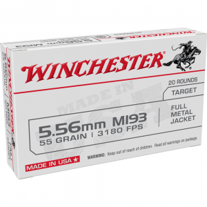 Winchester USA Lake City M193 Rifle Ammunition 5.56mm 55 gr. FMJ 3240 fps 1000/ct case