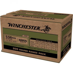 Winchester USA Lake City M855 Green Tip Rifle Ammunition 5.56mm 62 gr. FMJ 3060 fps 800/ct (4-200/ct boxes)
