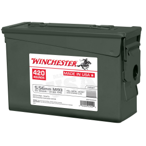 Winchester Lake City M193 Rifle Ammunition 5.56mm 55 gr. FMJ 3240 fps 420/ct (Ammo Can)