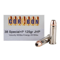 Corbon Self-Defense JHP Handgun Ammunition .38 Spl (+P) 125 gr JHP 1125 fps 20/box