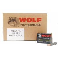 Wolf WPA Polyformance Rifle Ammunition 7.62x39mm 123 gr FMJ 2396 fps 1000/ct