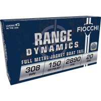 Fiocchi Shooting Dynamics Rifle Ammunition .308 Win 150 gr FMJ 2890 fps 200/ct