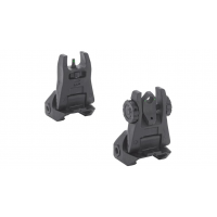 Meprolight Mepro FUBS - Self Illuminated Flip Aluminum Black Back-up Rifle Sights 2 Dot Rear/Green Front