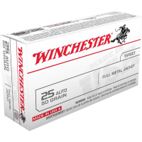 Winchester USA Handgun Ammunition .25 ACP 50 gr FMJ  50/ct