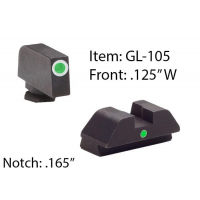 Ameriglo Tritium i-Dot Night Sight Set for Select Glocks - Front Tritium - Green / Front Outline - White / Rear Style - Green, Square Notch