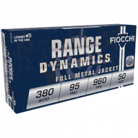 Fiocchi Pistol Shooting Dynamics Handgun Ammunition .380 ACP 95 gr. FMJ 960 fps 50/ct