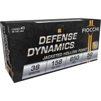 Fiocchi Pistol Shooting Dynamics Handgun Ammunition .38 Spl 158 gr JHP 850 fps 50/box