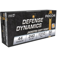 Fiocchi Pistol Shooting Dynamics Handgun Ammunition .44 Mag 240 gr JSP 1310 fps 50/ct