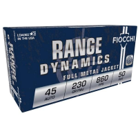 Fiocchi Pistol Shooting Dynamics Handgun Ammunition .45 ACP 230 gr FMJ 860 fps 50/box